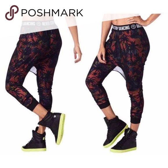 Zumba Fitness Pants Jumpsuits Nwt Zumba Bonfire Babe Mesh Harem Pants Sz M Poshmark